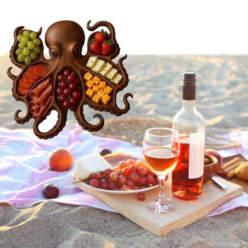 Octopus Charcuterie Platter Creative Wooden Octopus Modeling Fruit Snack Tray Table Decoration Ornaments Home Decor