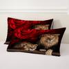 Red Rose Lions 3D Printed Quilt cover set pillowcase Lovely Wild Animals Bedding Set for Kids Teens Adults Wildlife Duvet cover