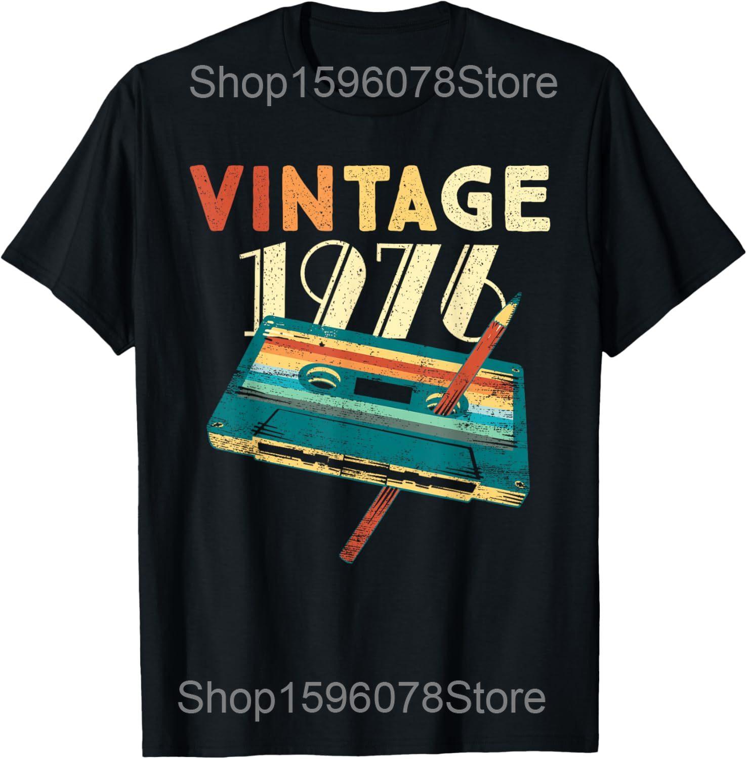 

50th Birthday Classic 1976 Original 50 Years Old T Shirts Cotton Humor Streetwear Tee Shirt Short Sleeve Unisex Loose Clothing S