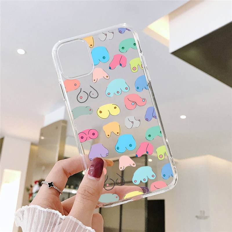 Boobs Art Sexy woman Print Phone Case For iPhone 11 12 Mini 13 Pro XS Max X 8 7 6s Plus 5 SE XR Transparent Shell
