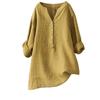 Women's V Neck Long Sleeve Linen Shirt Loose Fit Casual Commuter Blouse for All Occasions