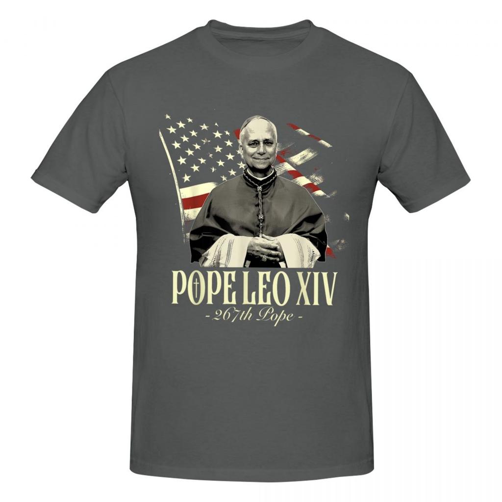 Unisex Pope Leo XIV Catholic Church Funny T Shirt Vintage Oneck Cotton Unisex Clothing