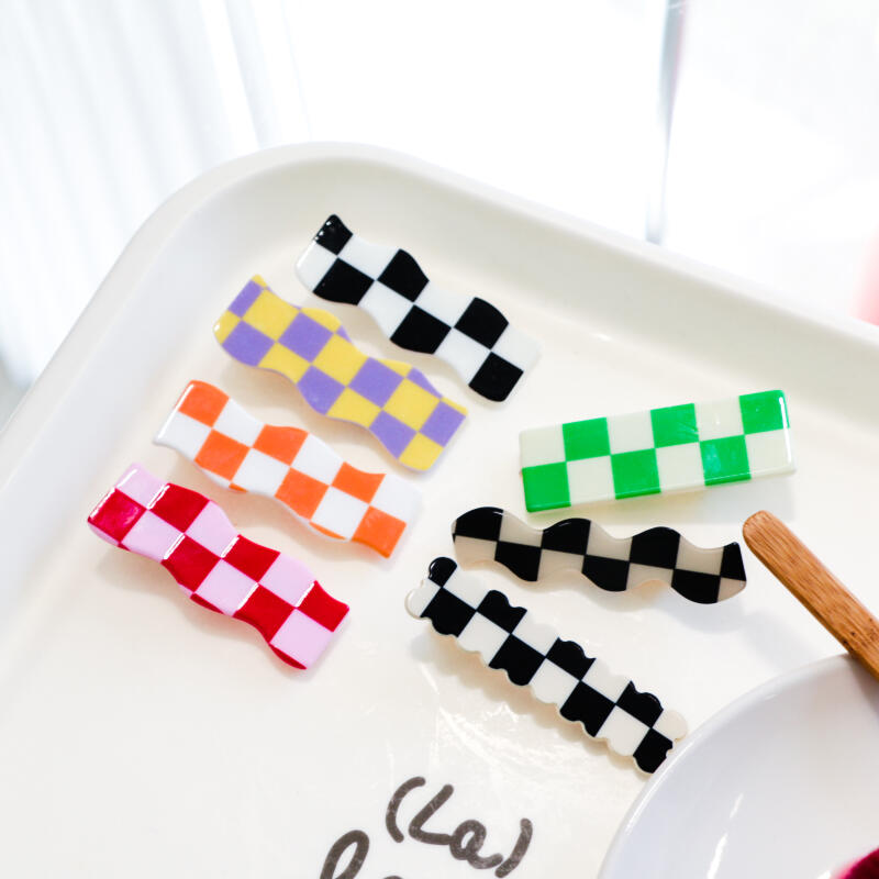 Checkerboard Hair Clips, 7 Types of Mini Check Pins - Options 1 and 2 2. Black-2