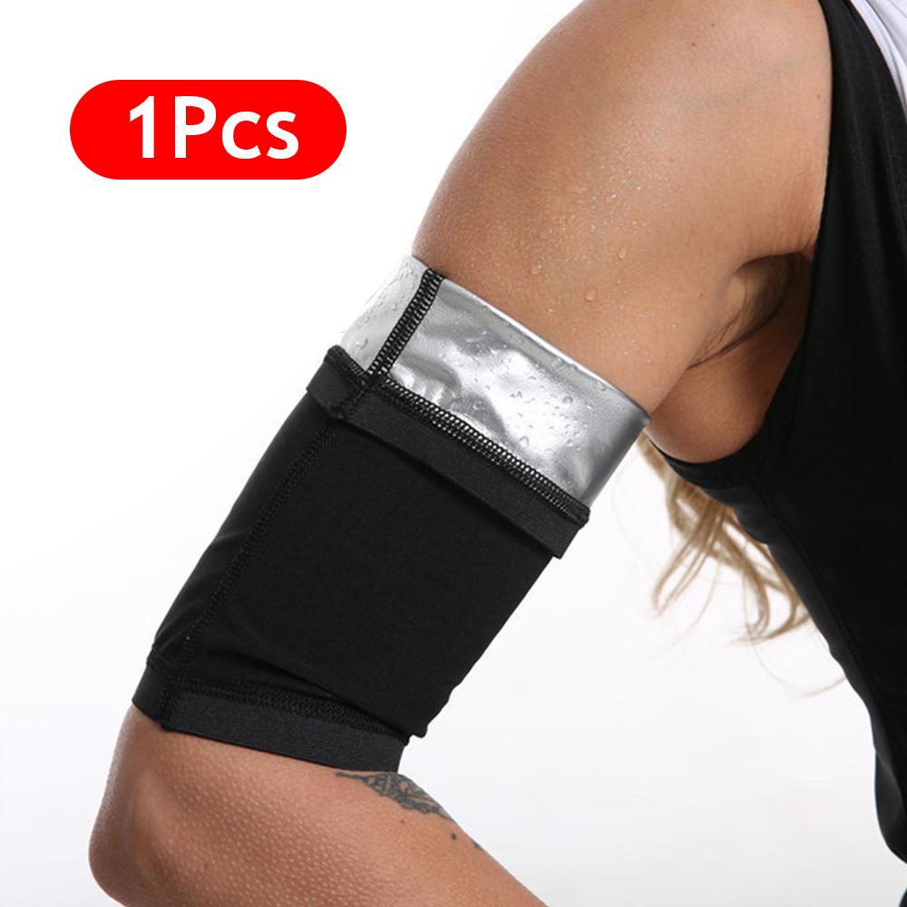 

1PC Arm Shaping Burst Sweat Arm Band Fitness Yoga Exercise Band Slimming Sweat Sauna Sleeve Arm Wrap Protector For Women Black silver-XXL