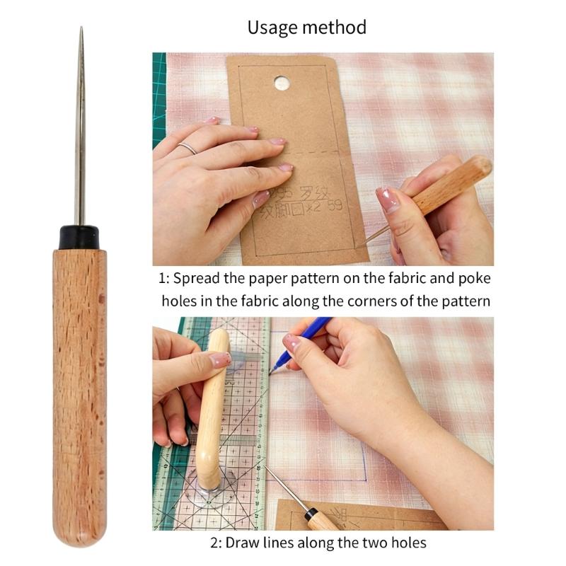Pack of 2 Sturdy Corrosions Resistant Awls Featuring Wooden Grips for Long Time Use Handcraft Applications