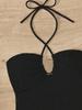 European & American Sexy Ribbed Hollow-Out Backless One-Piece Swimsuit for Women