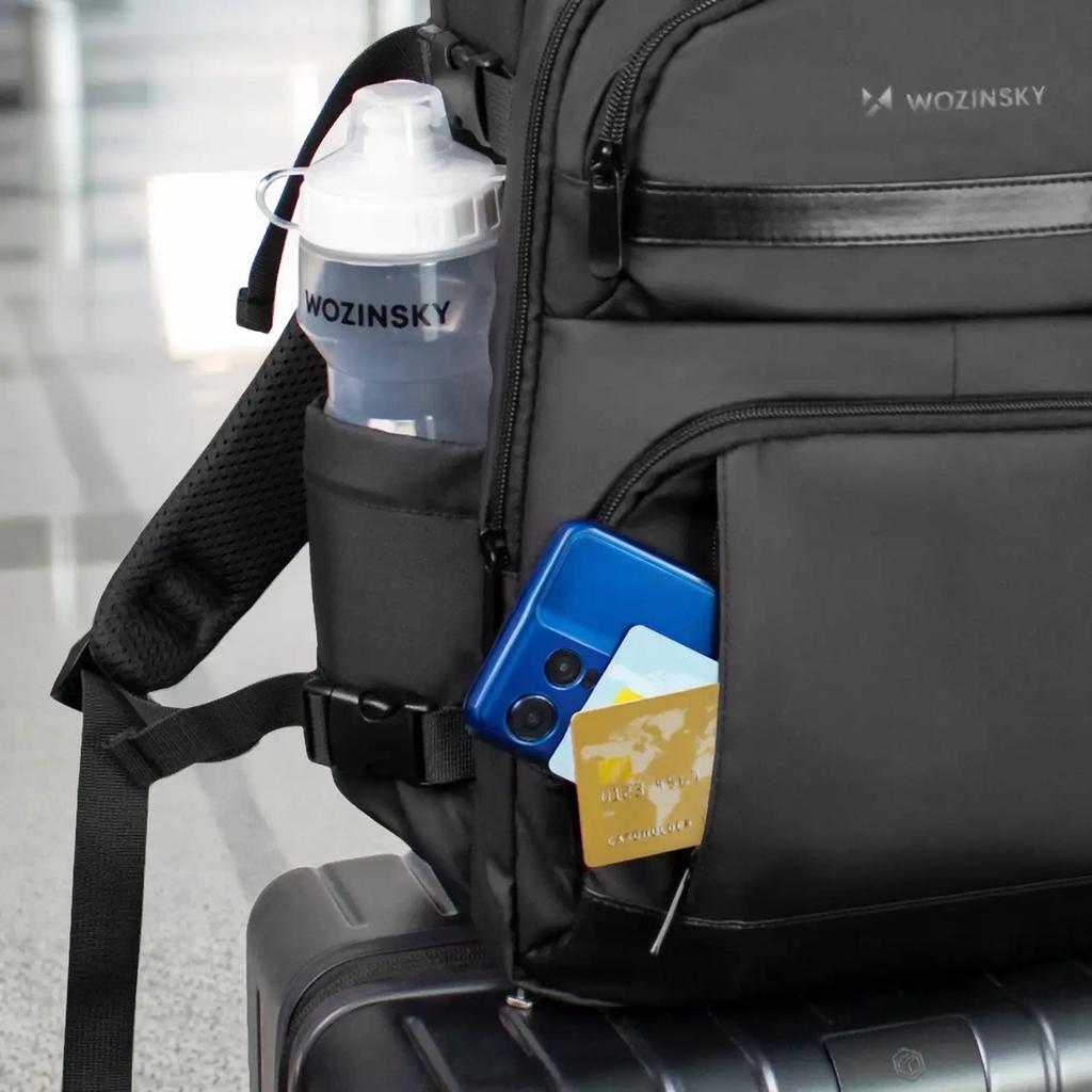 Reiserucksack für Flugzeug mit Laptopfach 20l 40x20x25 cm - schwarz