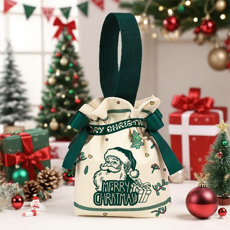 Christmas Candy Canvas Gift Bag for Kids - Kindergarten Party Apple Tote