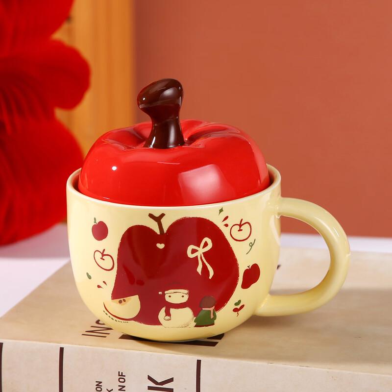 

Cute Apple & Snowman Ceramic Mug Set with Lid