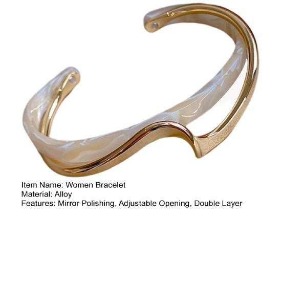 Opening Bangle Electroplating Mirror Polishing Shiny Adjustable Opening Double Layer Simple White Board Bend