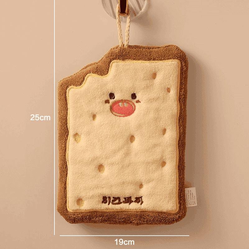 Cheese Coral Velvet Hand Wipes Cute Soft Absorbent Towel Kitchen Bathroom Bread Toast Slices Cookie Doughnut Hand Wipes
