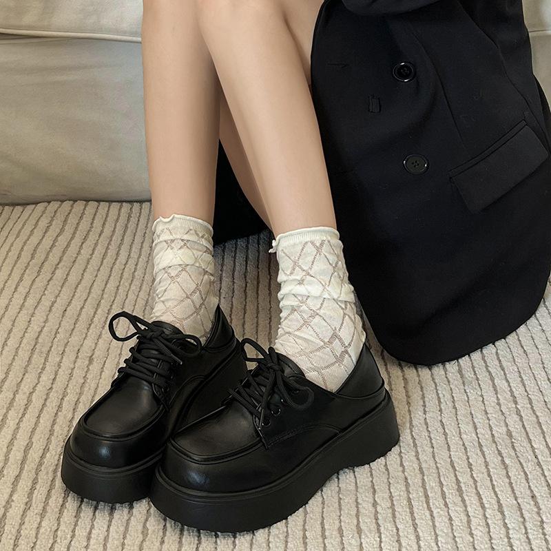 Retro British style small leather shoes women's summer 2025 spring new round head versatile black platform loafer single shoes