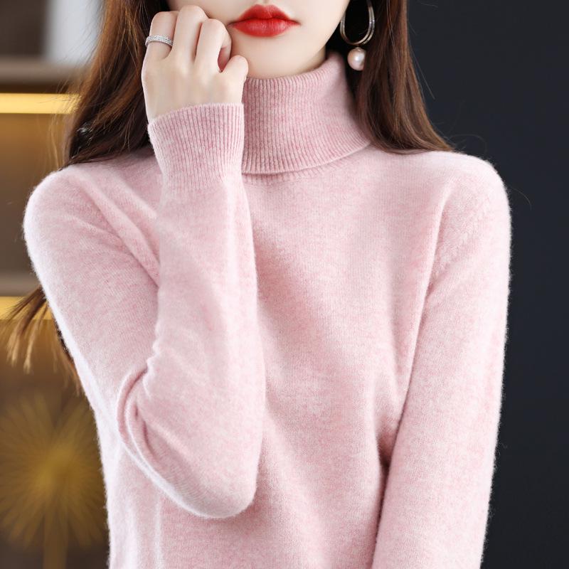 2025 Women's Pure Wool High Neck Short Cashmere Knit Sweater - Autumn/Winter Loose Fit