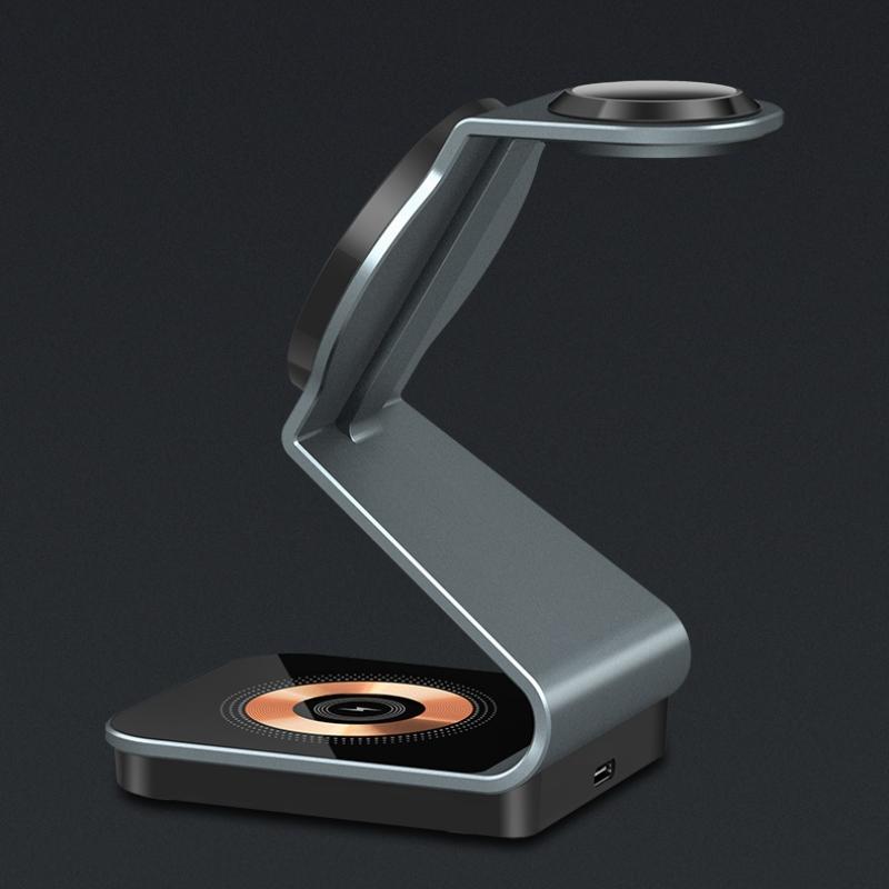 15w All In One Portable 3 In 1 Magnetic  Wireless Charger Multifunction 15W Fast Charging Dock Transparent Design Vertical Charger