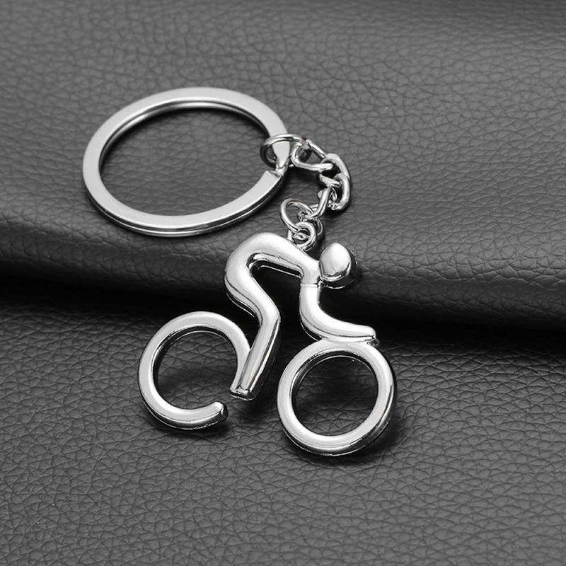 1pcs/2pcs Sport Man Keychain Metal Bicycle Bike Cycling Riding Keyring  Key Chains Hanging Accessories