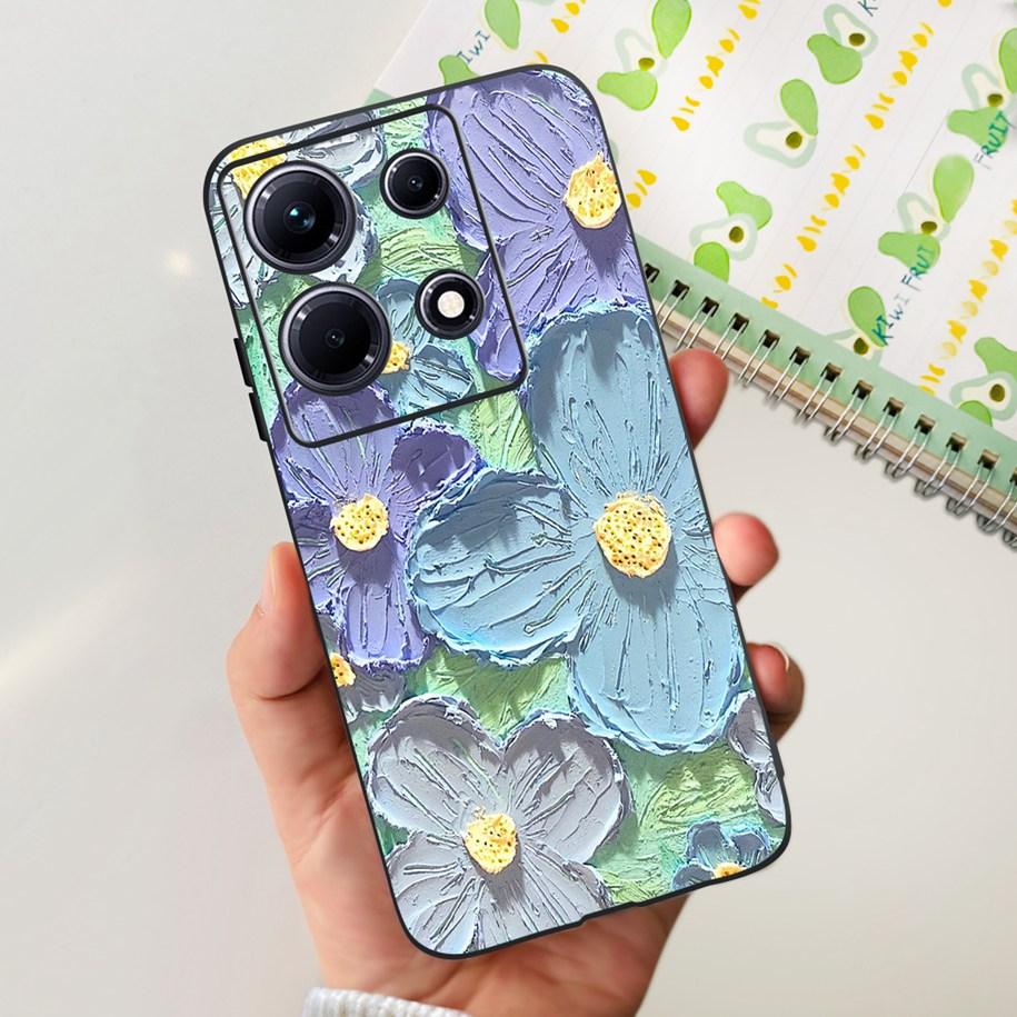 For Infinix Note 30i Case Stylish Flower Black TPU Shockproof Bumper For Infinix Note 30 Pro X678B Phone Cover Note 30 5G Fundas