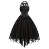 Vestito sexy in pizzo da donna, abito vintage, retrò, da corte, da principessa, senza maniche, mini abito