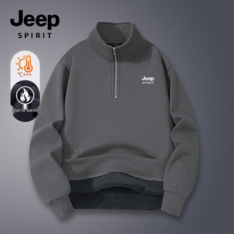 JEEP SPIRIT Men's Fleece Half-Zip Pullover Sweatshirt