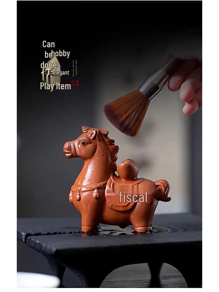 Handmade Purple Clay Zodiac Horse Tea Pet Ornament for Tea Ceremony Decoration