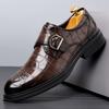 Fashion Fashion Trends Men Crocodile Pattern Leather Shoes Men Italy Style Business Dating Loafers Shoe Thick Soled Pointed Buckle Shoes