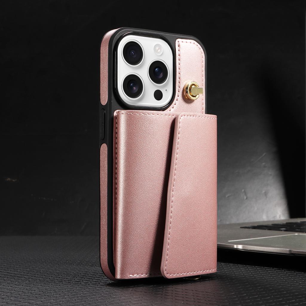 Wallet Shoulder Strap Phone Case For iPhone 16 15 14 13 12 11 Pro Max Fashion Lanyard Leather Card Slot Cover For 16 15 14 Plus