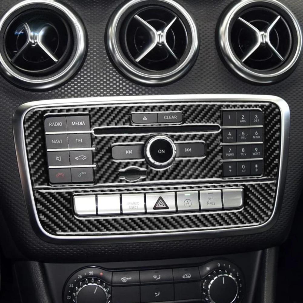 Central Console AC CD Panel Cover Trim Carbon Fiber Decoration Stickers For Mercedes-Benz A B Class W176 W246 CLA C117 GLA X156