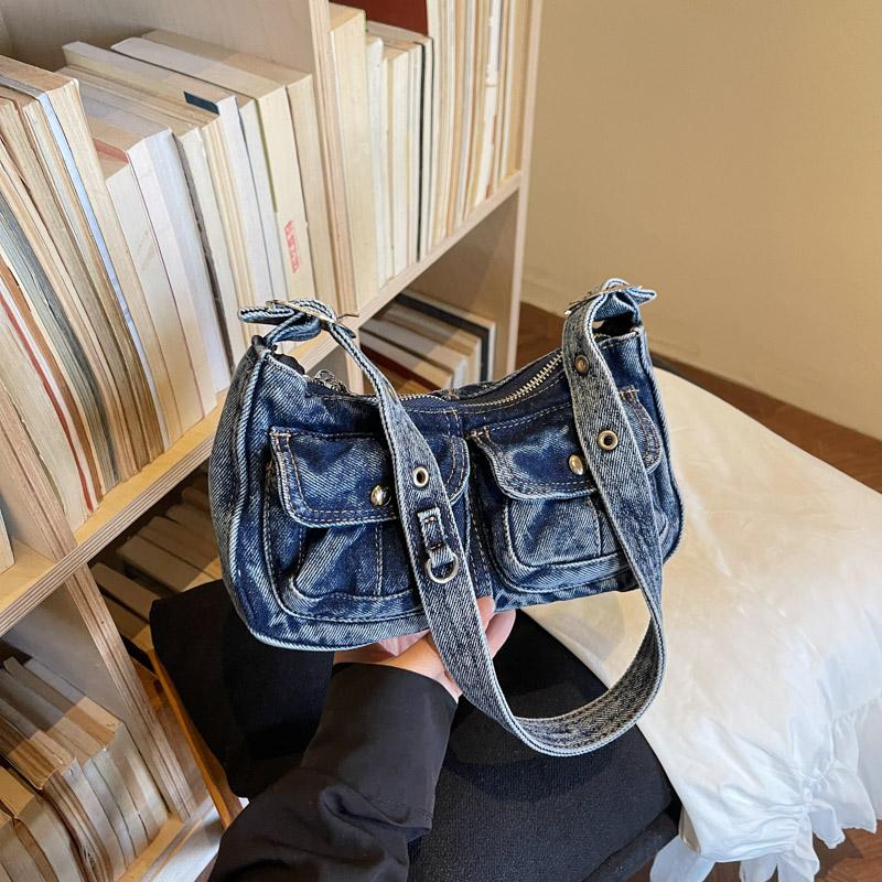 Vintage Denim Underarm Bag Women's Shoulder Bag