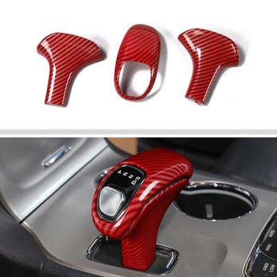Gear Shift Head Knob Decor Cover Trim for Dodge Charger Durango 12-14 Red Carbon