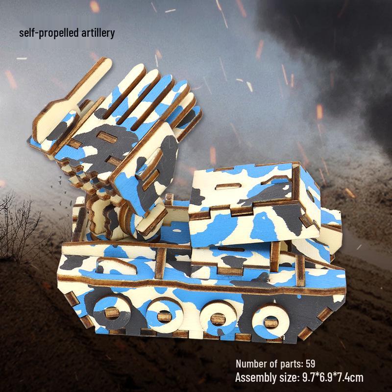 Wooden 3D Military Puzzle Model - Educational DIY Toy for Boys