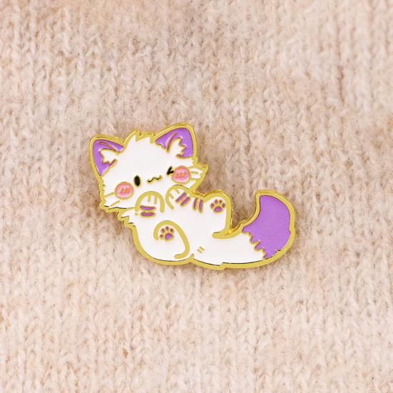 Cute Purple Cat Lapel Pin Cartoon Animal Brooch for Bags Jackets Hats Zinc Alloy Rust-Proof Unique Gift for Kids Teens Cat Lovers