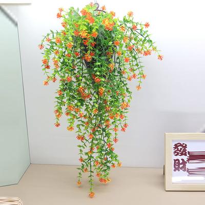 Wall-mounted Simulated Eucalyptus Camellia Flower Vine Indoor Hanging Wedding Decoration Plastic Rattan Vine Plant