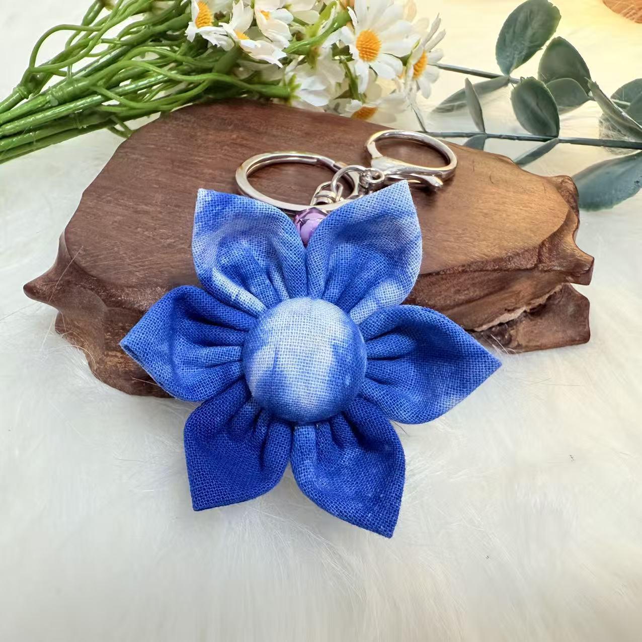 Yunnan Dali Ethnic Blue Tie-Dye Double-sided Flower Tassel Keychain Ornament