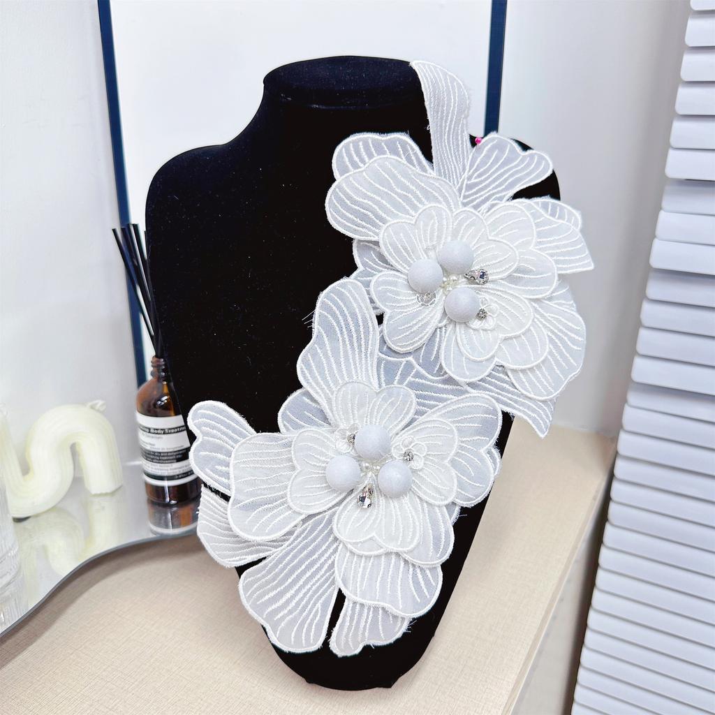 Color Chiffon Embroidery Handmade Beaded Cloth Sticker Accessories Lace Decal Decoration Diy Material Accessories