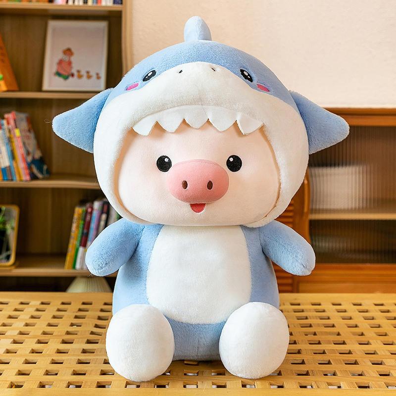 Niedliches Hai-Schwein Kinder Junge Mädchen Begleiter Geburtstagsgeschenk Plüsch Blau Rosa Paar Puppen 30cm