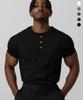 DRIX Shoulder Cutout Muscle Fit Henley Neck Half Sleeve_5 Colors