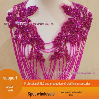 קישוטי כתף גדילים חרוזים בעבודת יד לשמלת כלה - אפליקציית תחרה יהלומי קריסטל