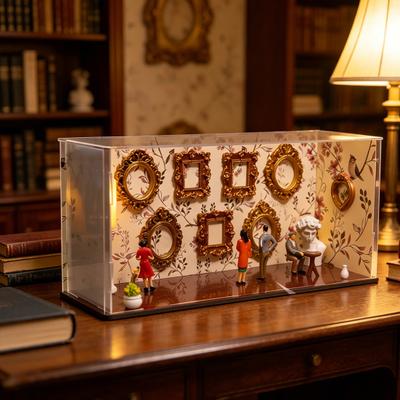 DIY Mini-Museum Silhouette Schattenbox Rahmen-Set mit 9 Goldrahmen 5 Figuren Benutzerdefinierter Speicher-Display-Rahmen für Jahrestag Hochzeit Geburtstag