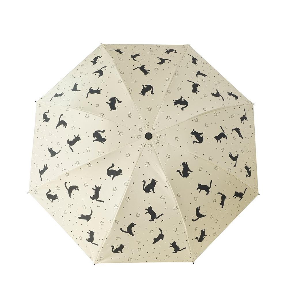 Automatic Sun Umbrella Folding UV Protection Parasol for Women Cartoon Cute Cat Pattern Rainproof Compact Three-fold Umbrella