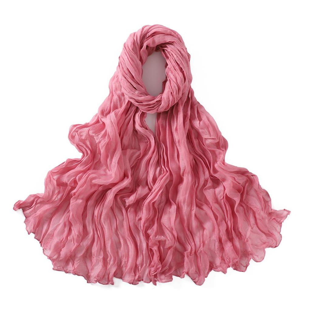 Autumn New Crumpled Scarf For Women Girls Students Solid Color Cotton Voile Thin Scarves Soft Knitting Shawl Female Wrap Shawls