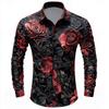 Camicia Hawaiana Camicia Stampata Rosso Rosa Moda Uomo Camicia a Manica Lunga Camicia Bianca Abbigliamento Uomo