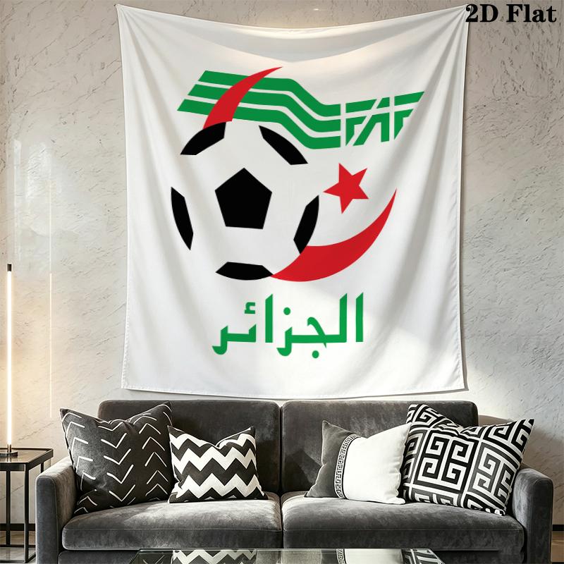 Algerian Football Wall Tapestry Aesthetic Wall Hanging Printed Fabric Blanket Decorative Tapestries for Bedroom Living Room Home Decor