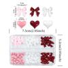 1 Box Mixed Valentine's Day 3D Nail Art Charms with Wine Red Love Heart Nail Accessories Pink Ribbon Bow Nail Art Decoration DIY Design Supplies