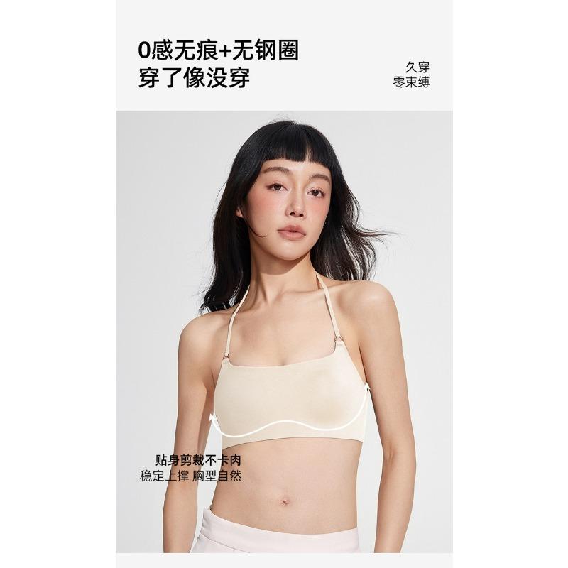 Women Halter Neck Backless Invisible Seamless Thin Strap Push Up Bra