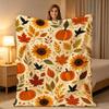 Cozy Autumn Fleece Throw Blanket with Vibrant Pumpkin Sunflower And Fall Leaf Print Decorative Soft Plush Bedding for Fall Decor Bedroom Living Room S