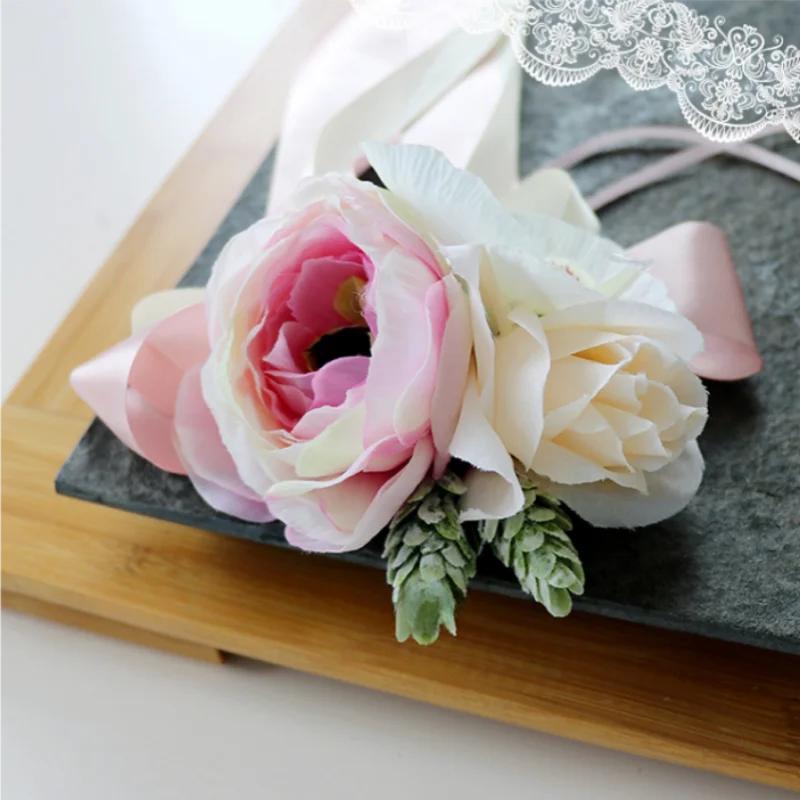 Silk Flower Butterfly Wedding Car Embellishment Decoration Rearview Mirror & Door Handle Adornments for Ceremony Car Decor