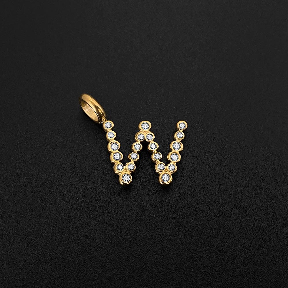 eManco Stainless Steel Style 26-Letter Pendant with Crystal Elements Suitable for Daily Wear Dating Social Fashion Jewelry