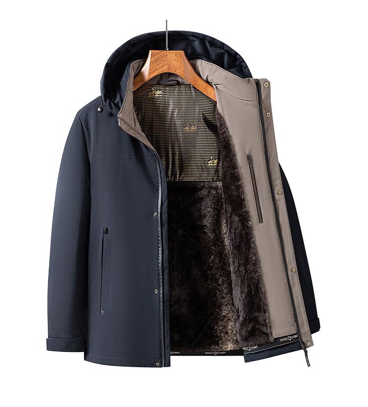 Men's Cotton Coat with Detachable Fleece Graphene Heating Hood