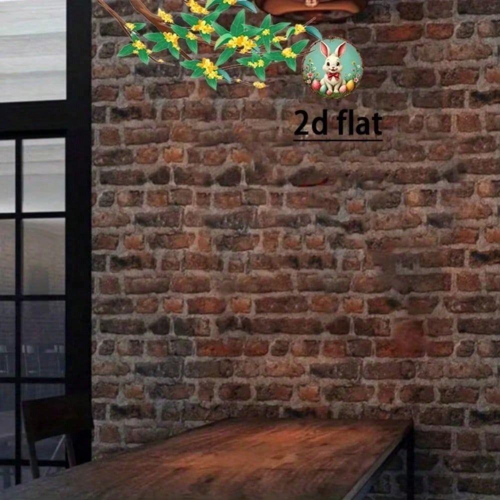 Metal Wall Art Easter Bunny with Egg and Wreath Round Farmhouse Decoration