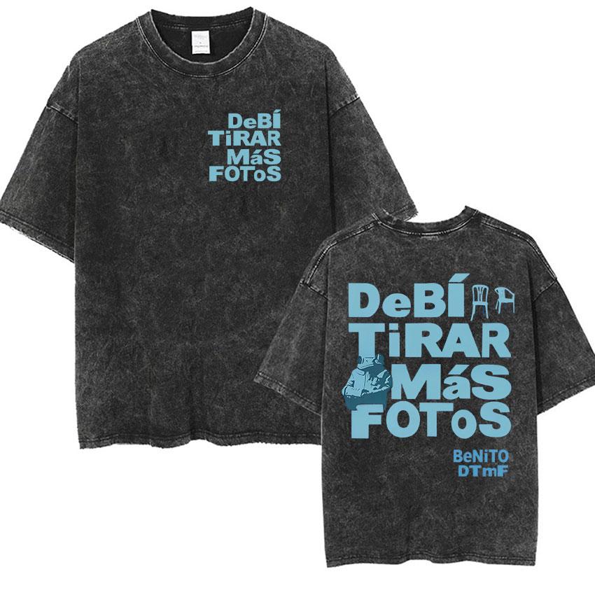 Rolig Debi Tirar Mas Fotos DTMF Vintage Tvättad T-shirt Bad Bunny Album 2026 Merch T-shirts Herr Dam Harajuku Överdimensionerad T-shirt