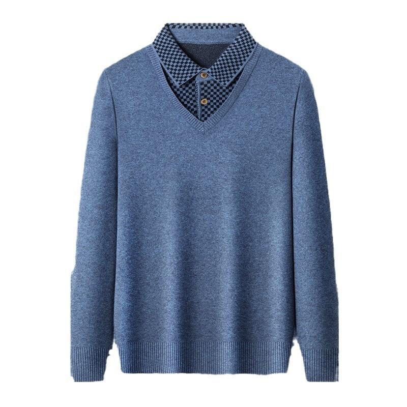 Winter Men'S Thickened Autumn And Winter Shirt Collar Versatile Suit Bottom Shirt Business Casual Knitted Sweater